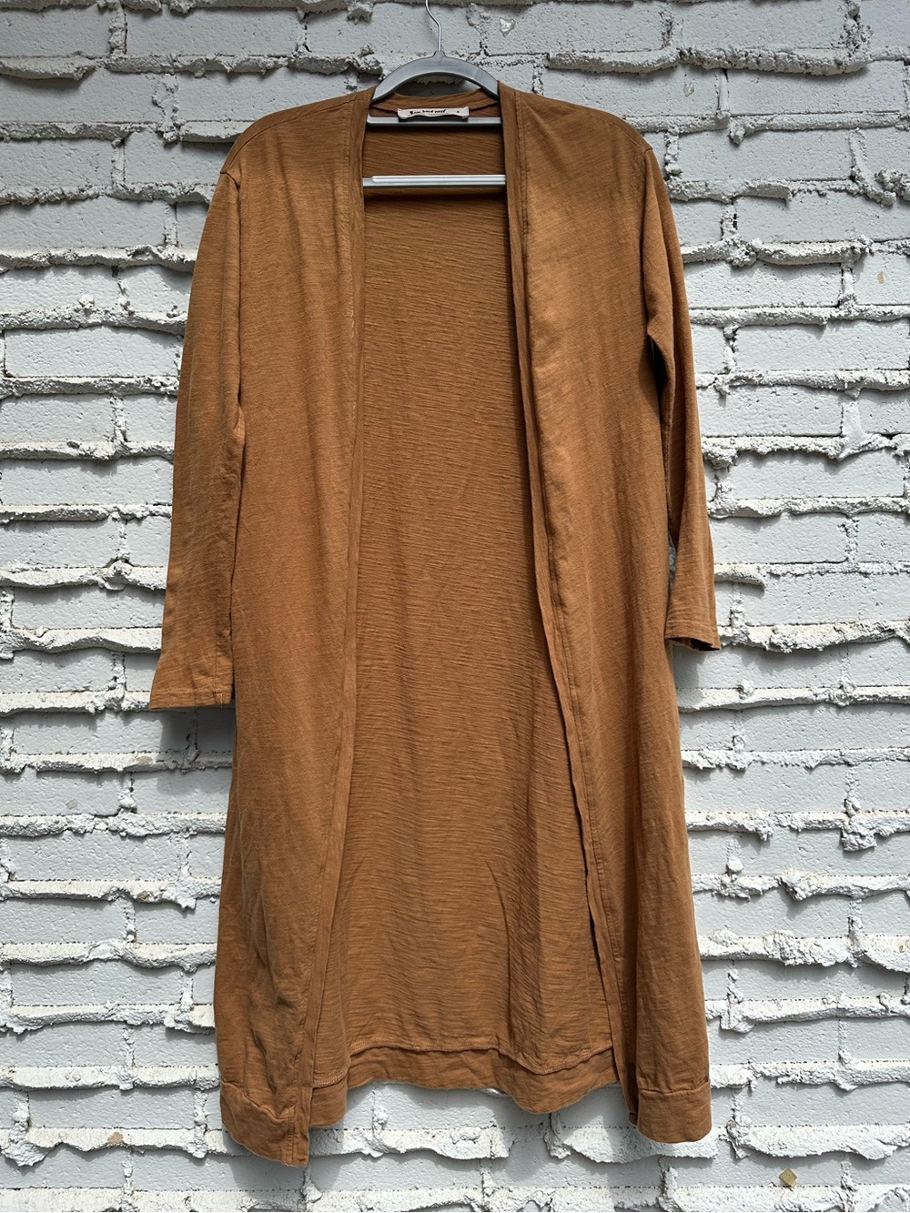 Three Bird Nest Light Brown Longline Open Front Cardigan Size Small